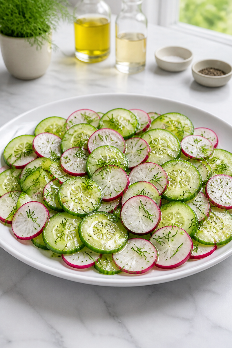 Fresh Cucumber Radish Salad with Dill Vinaigrette