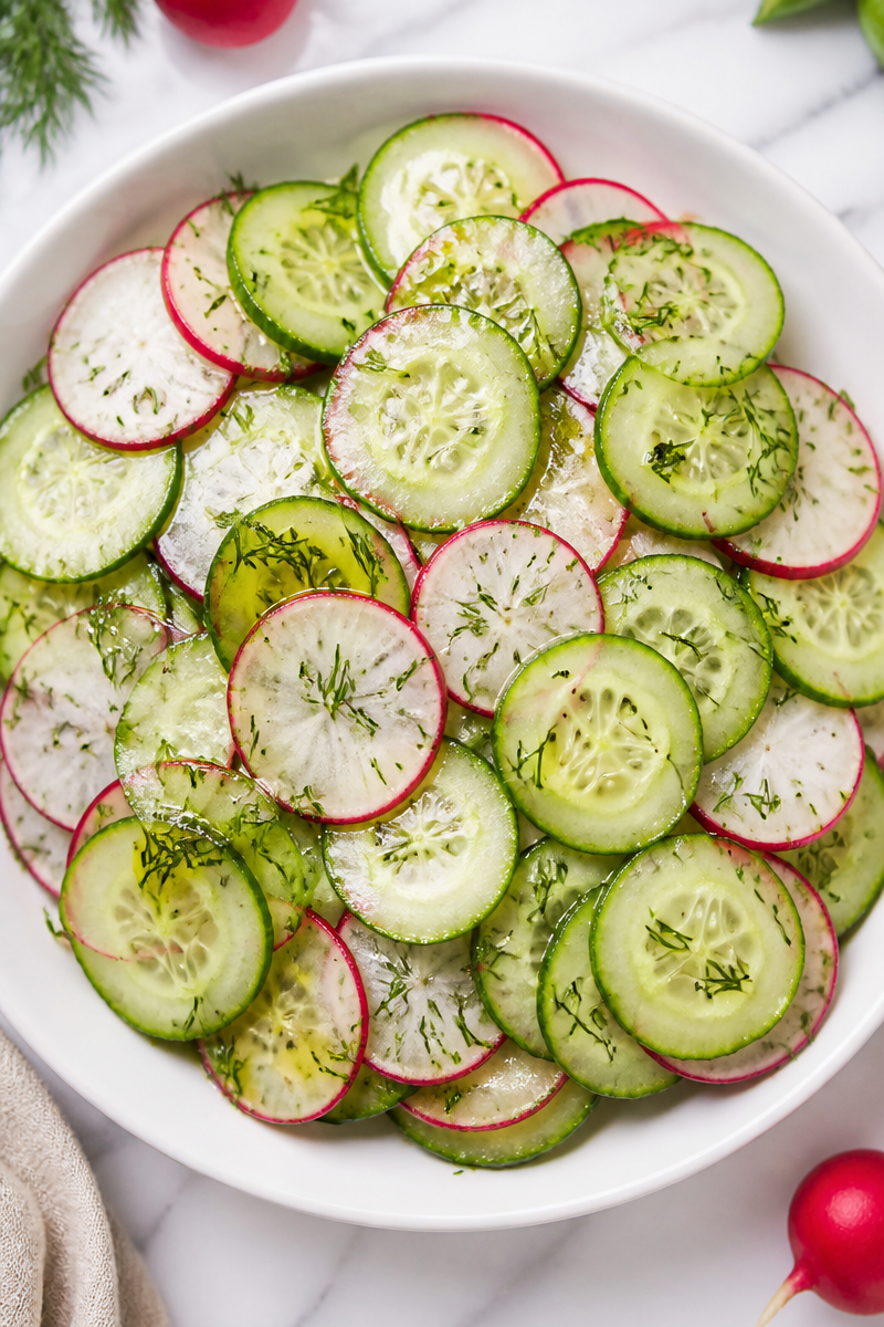 Fresh Cucumber Radish Salad with Dill Vinaigrette