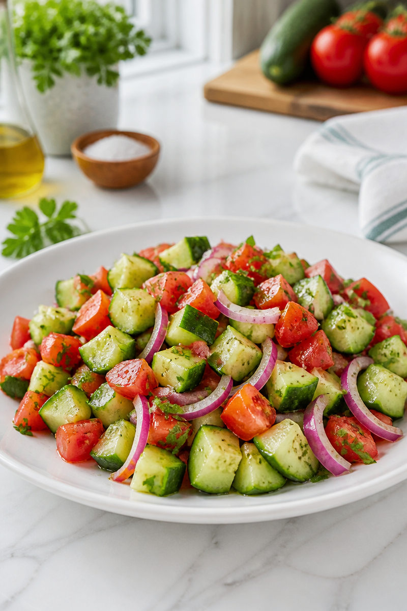 Fresh Cucumber and Tomato Vinegar Salad Fresh Cucumber and Tomato Vinegar Salad