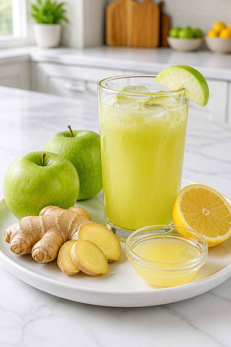 Fresh Ginger And Green Apple Detox Juice