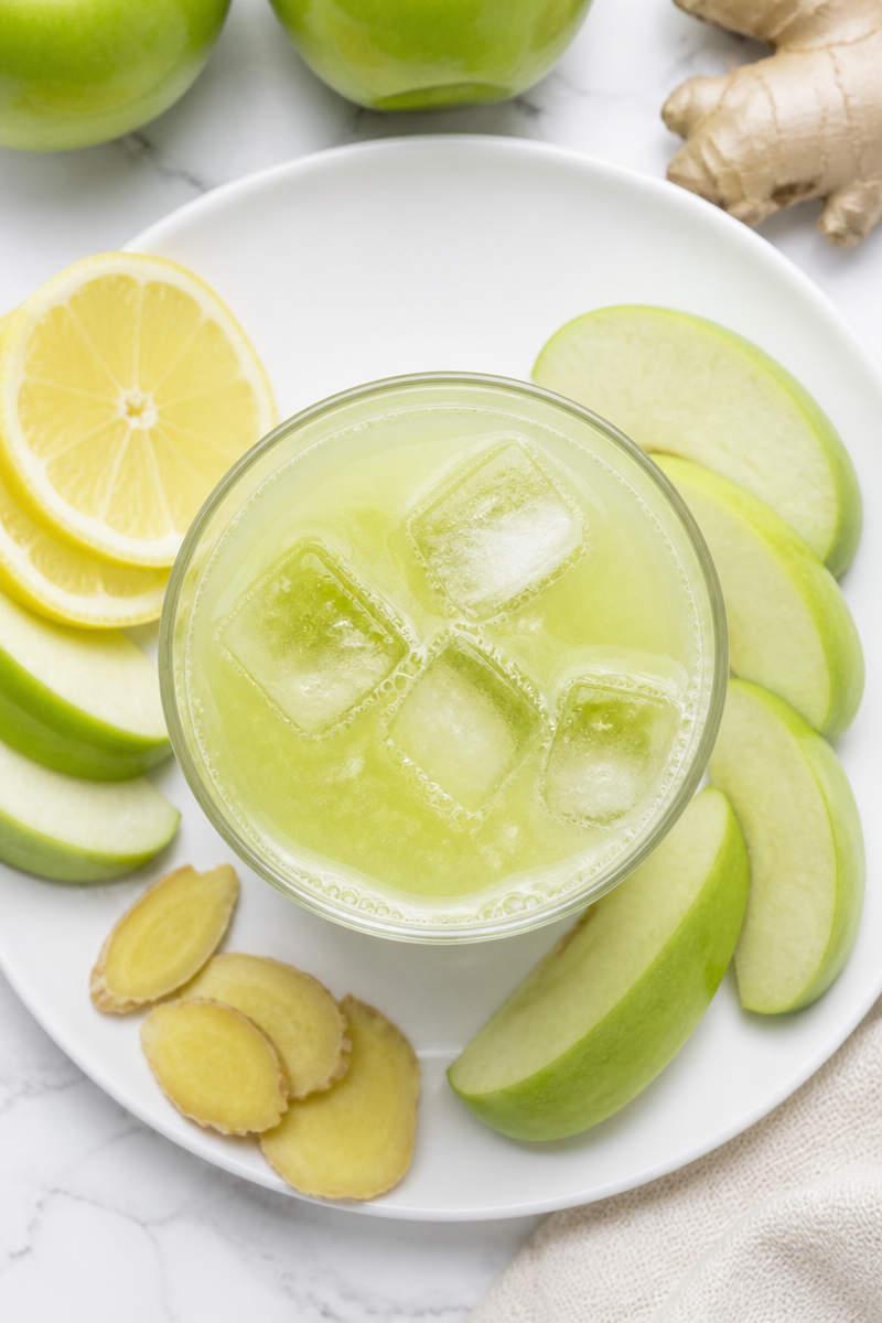 Fresh Ginger And Green Apple Detox Juice