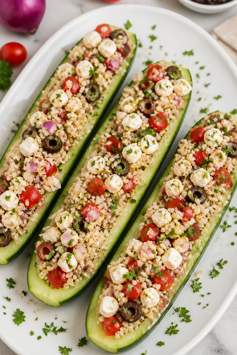 Fresh Mediterranean Quinoa Stuffed Cucumber Fresh Mediterranean Quinoa Stuffed Cucumber