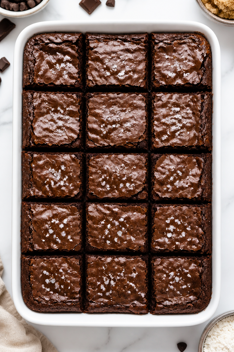 Fudgy Dark Chocolate Brownies with Sea Salt Flakes Fudgy Dark Chocolate Brownies with Sea Salt Flakes