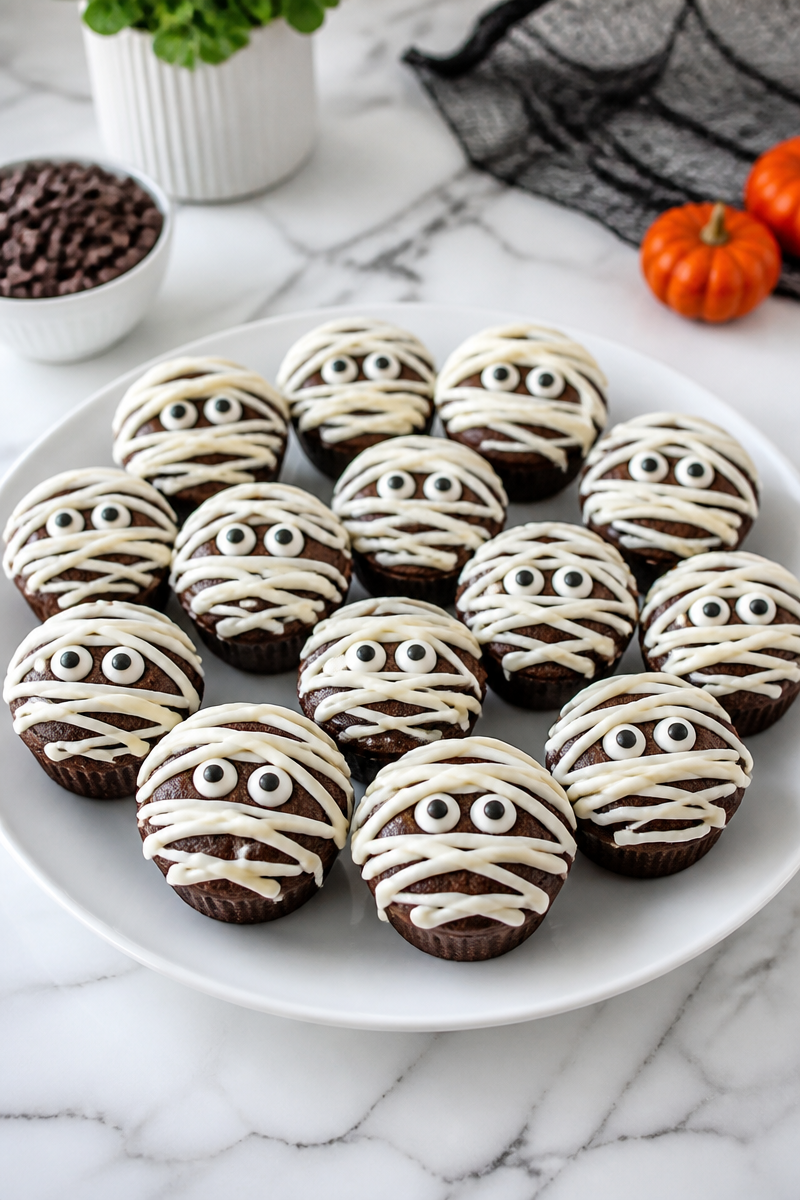 Fudgy Halloween Mummy Brownie Bite