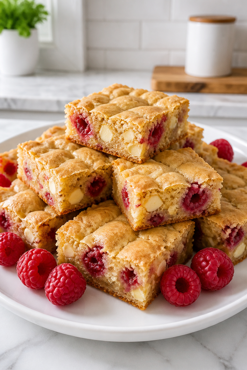 Fudgy White Chocolate Blondie Raspberry Dessert Fudgy White Chocolate Blondie Raspberry Dessert