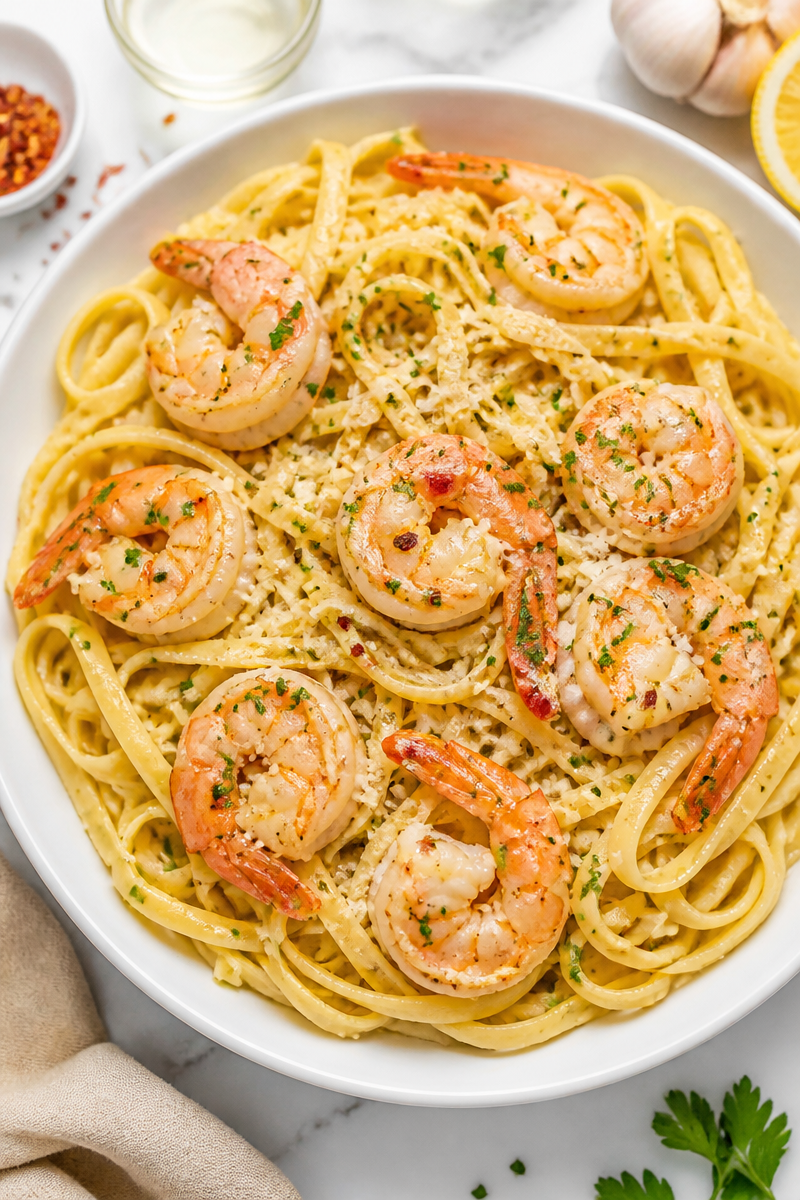 Garlic Butter Shrimp Scampi with Linguine Pasta Garlic Butter Shrimp Scampi with Linguine Pasta