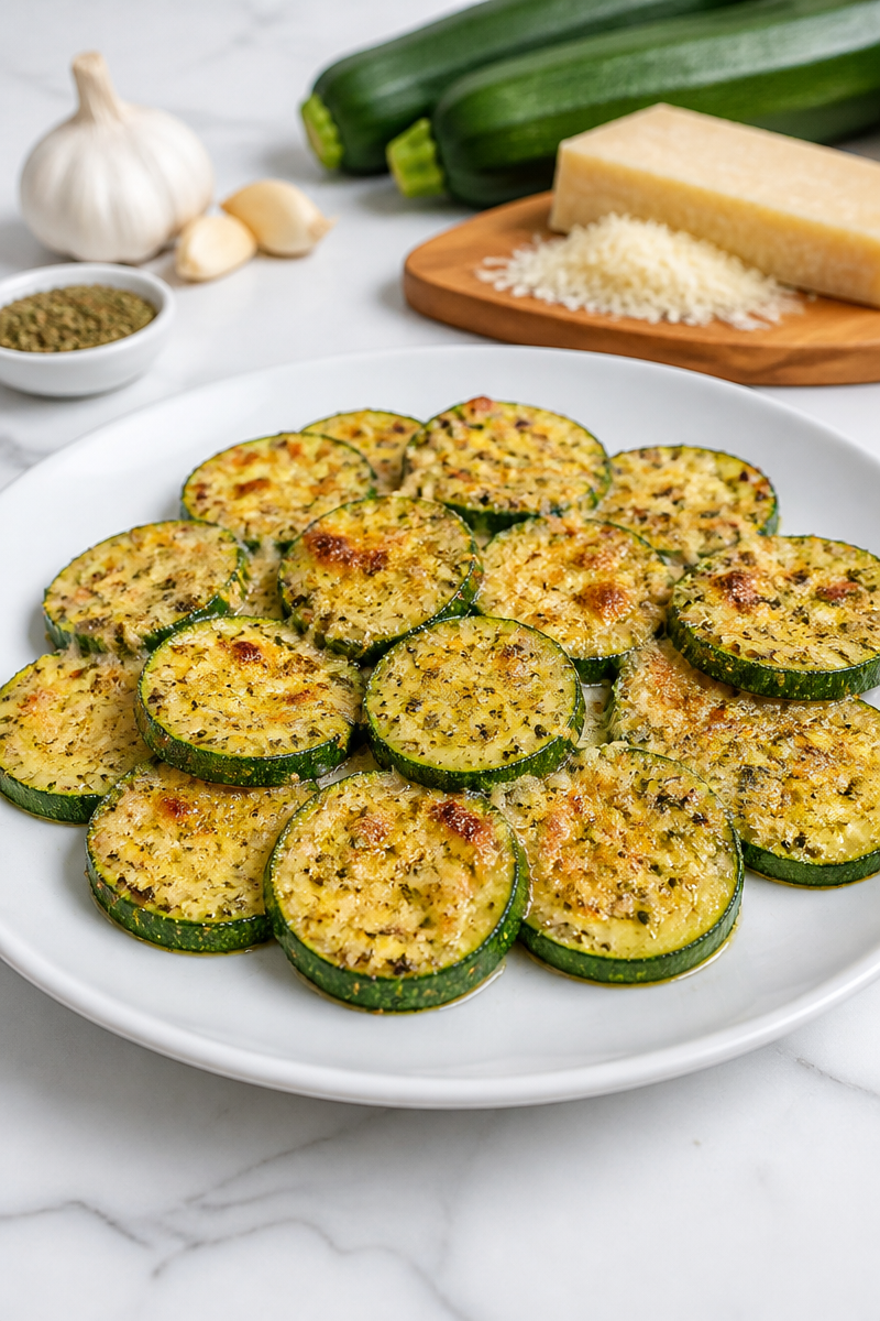 Garlic Parmesan Baked Zucchini Slices
