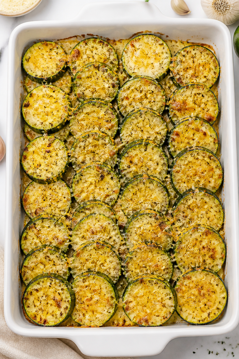 Garlic Parmesan Baked Zucchini Slices