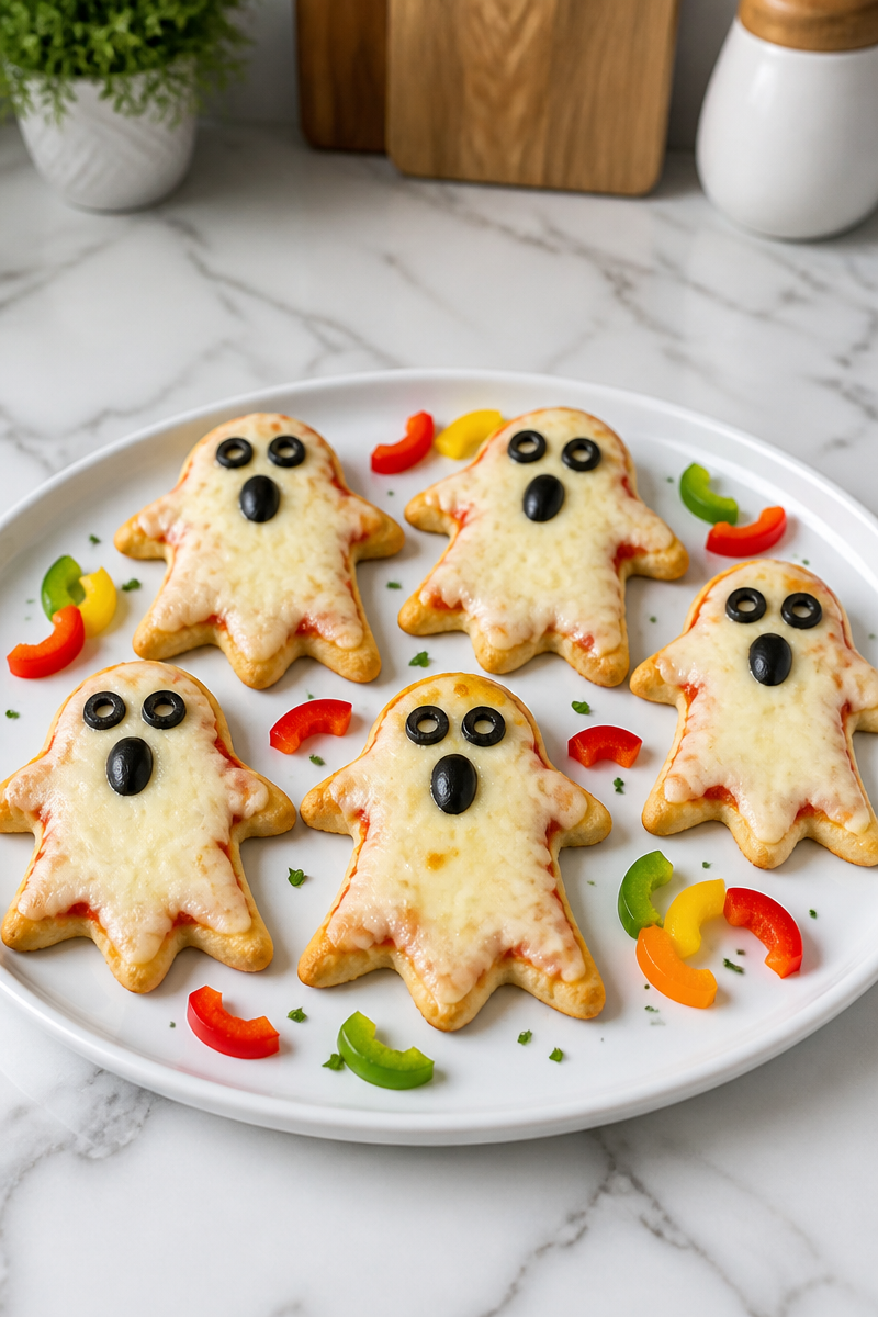 Ghost Shaped Mini Mozzarella Pizza Dinner Ghost Shaped Mini Mozzarella Pizza Dinner