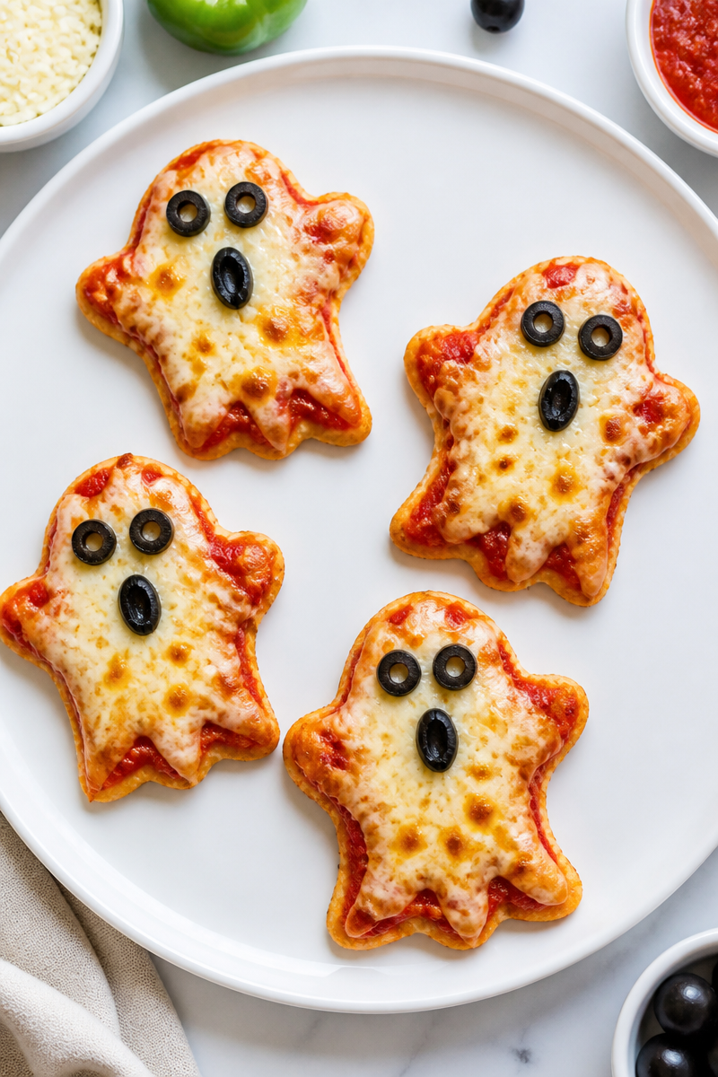 Ghost Shaped Mini Mozzarella Pizza Dinner Ghost Shaped Mini Mozzarella Pizza Dinner