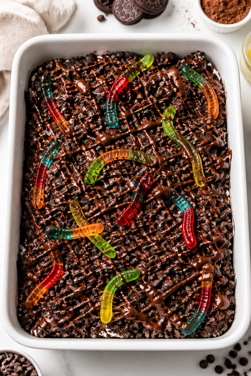 Graveyard Dirt And Worm Chocolate Halloween Brownie Graveyard Dirt And Worm Chocolate Halloween Brownie