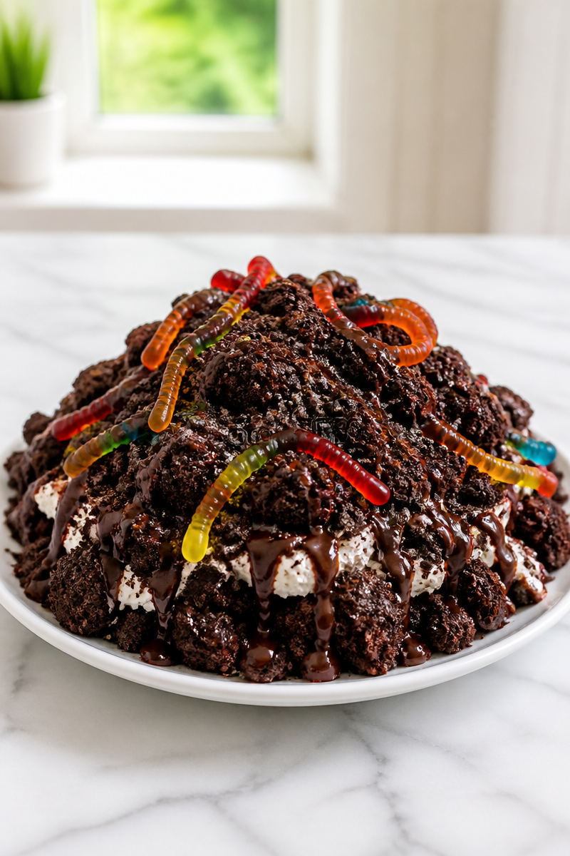 Graveyard Dirt And Worm Chocolate Halloween Brownie Graveyard Dirt And Worm Chocolate Halloween Brownie