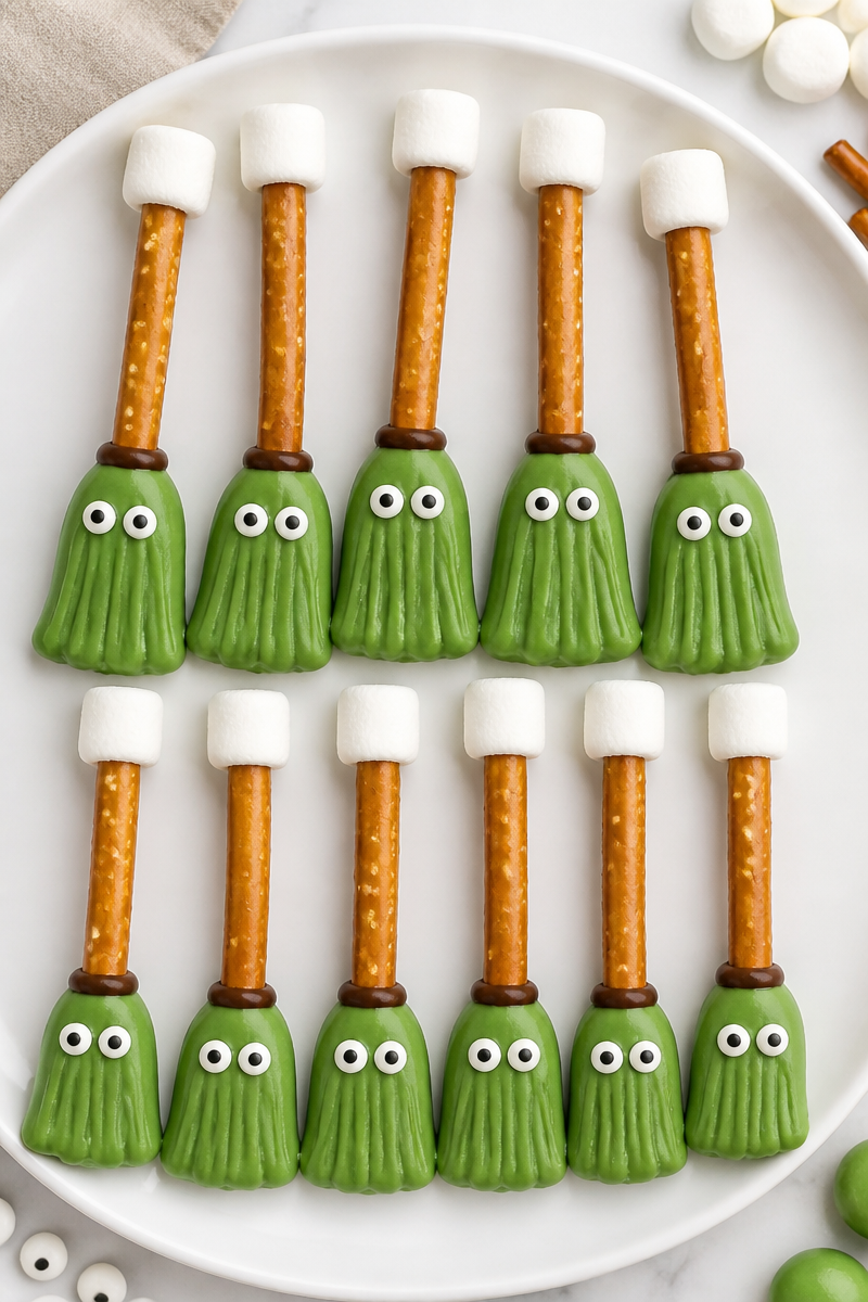 Green Witch Broomstick Pretzel Snack