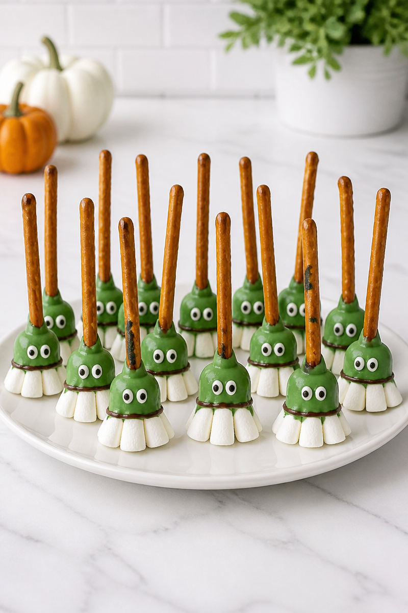 Green Witch Broomstick Pretzel Snack