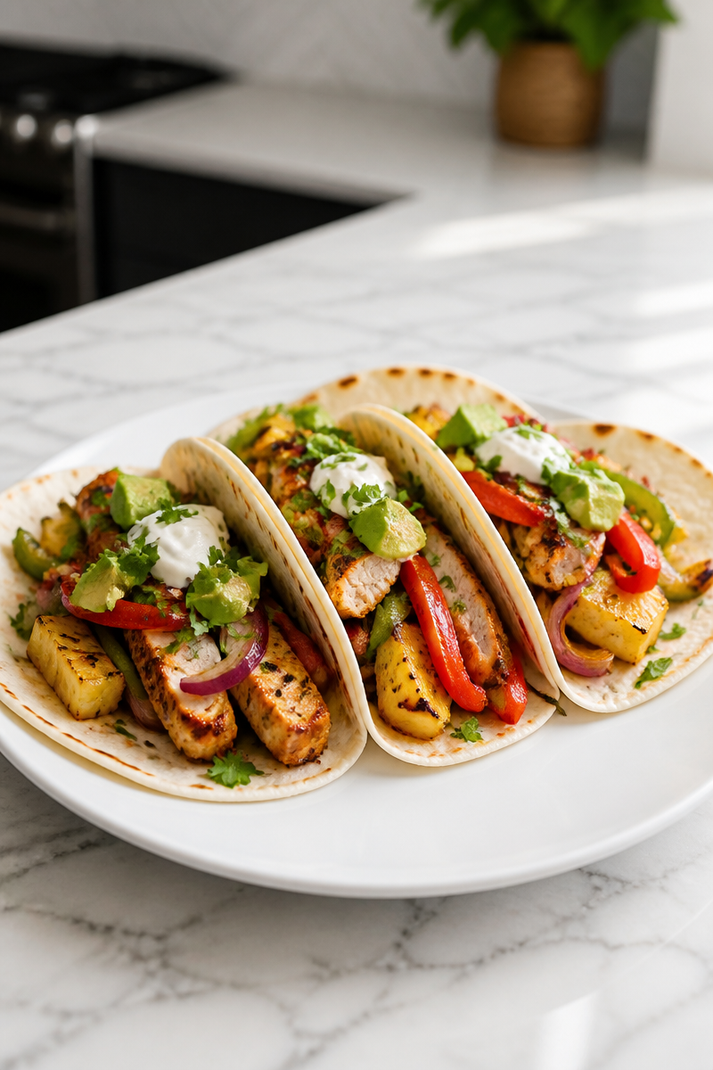 Grilled Pineapple And Skillet Chicken Fajita
