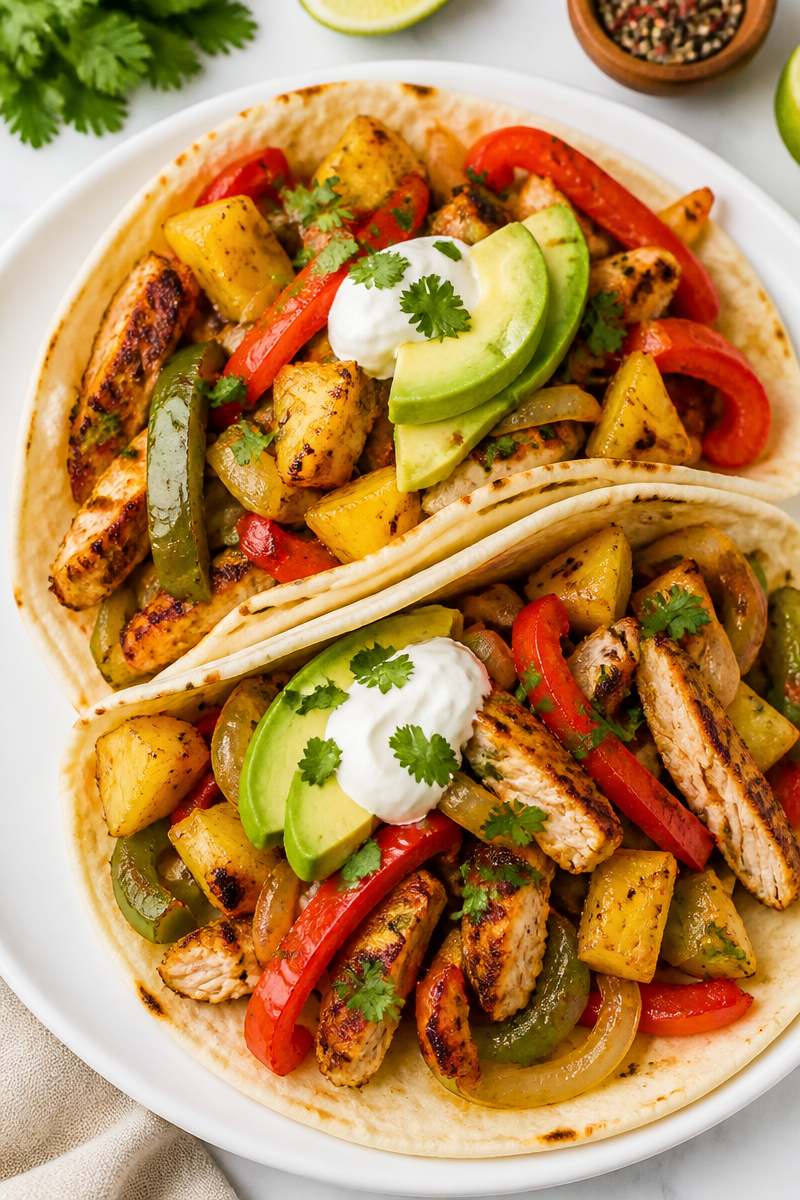 Grilled Pineapple And Skillet Chicken Fajita