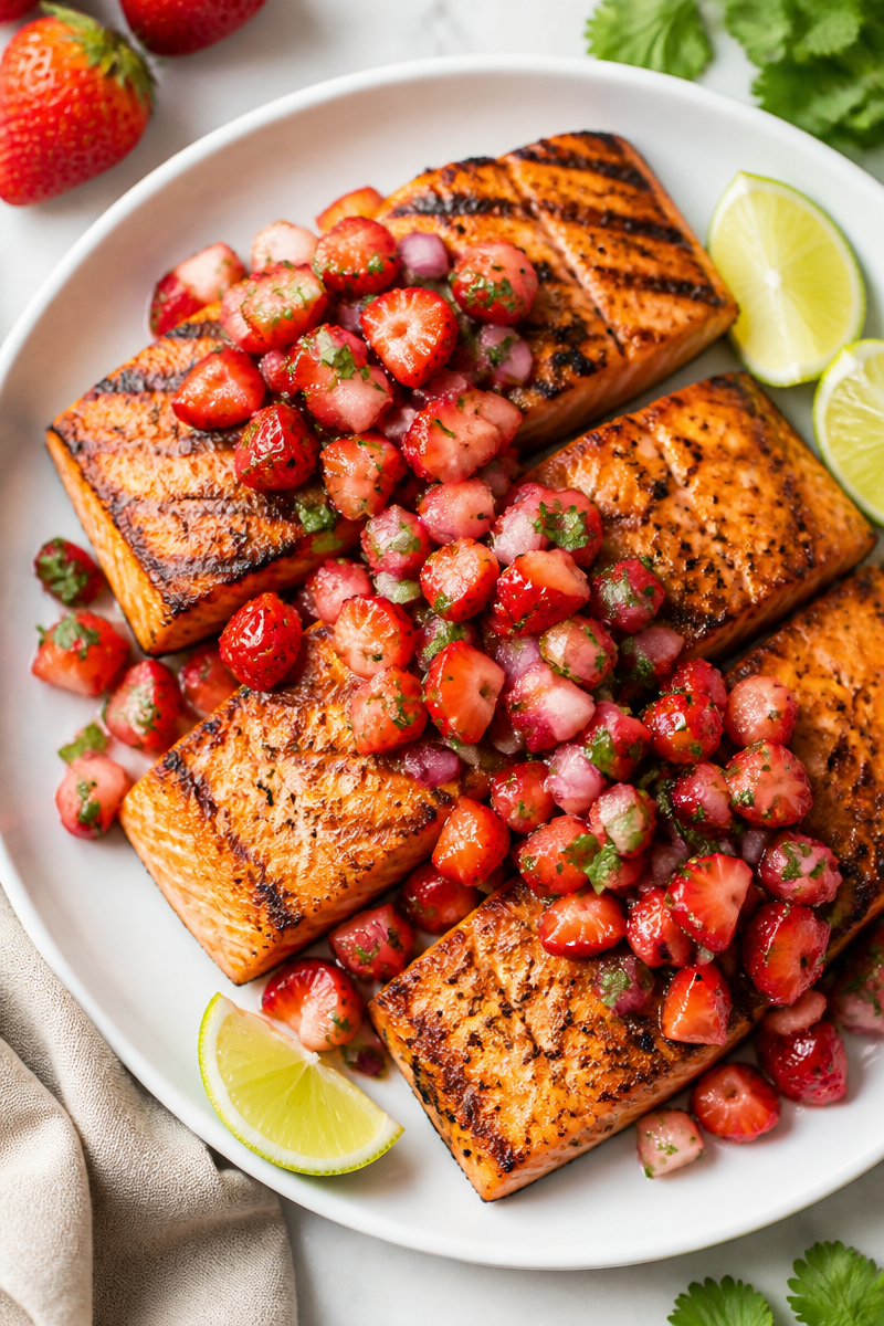 Grilled Salmon with Strawberry Salsa Grilled Salmon with Strawberry Salsa