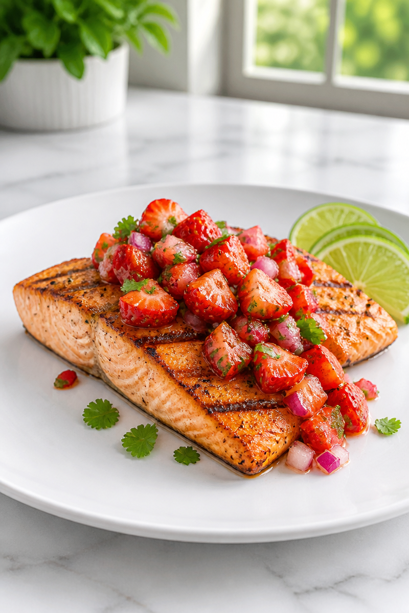 Grilled Salmon with Strawberry Salsa Grilled Salmon with Strawberry Salsa
