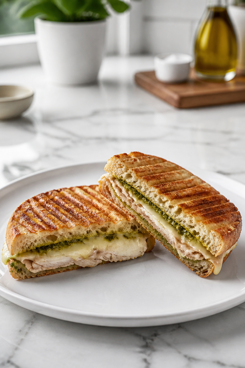 Grilled Turkey And Pesto Panini Sandwich Lunch
