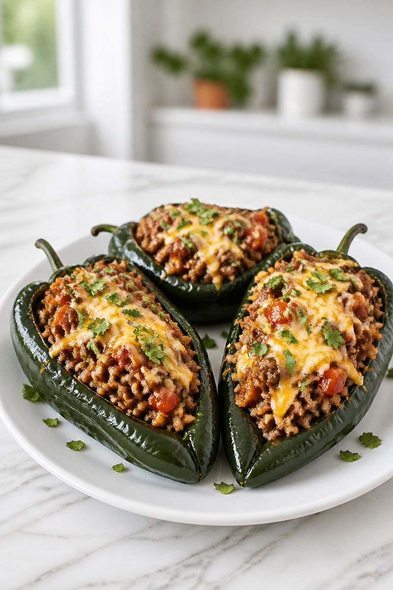 Ground Beef and Rice Stuffed Poblano Pepper Ground Beef and Rice Stuffed Poblano Pepper