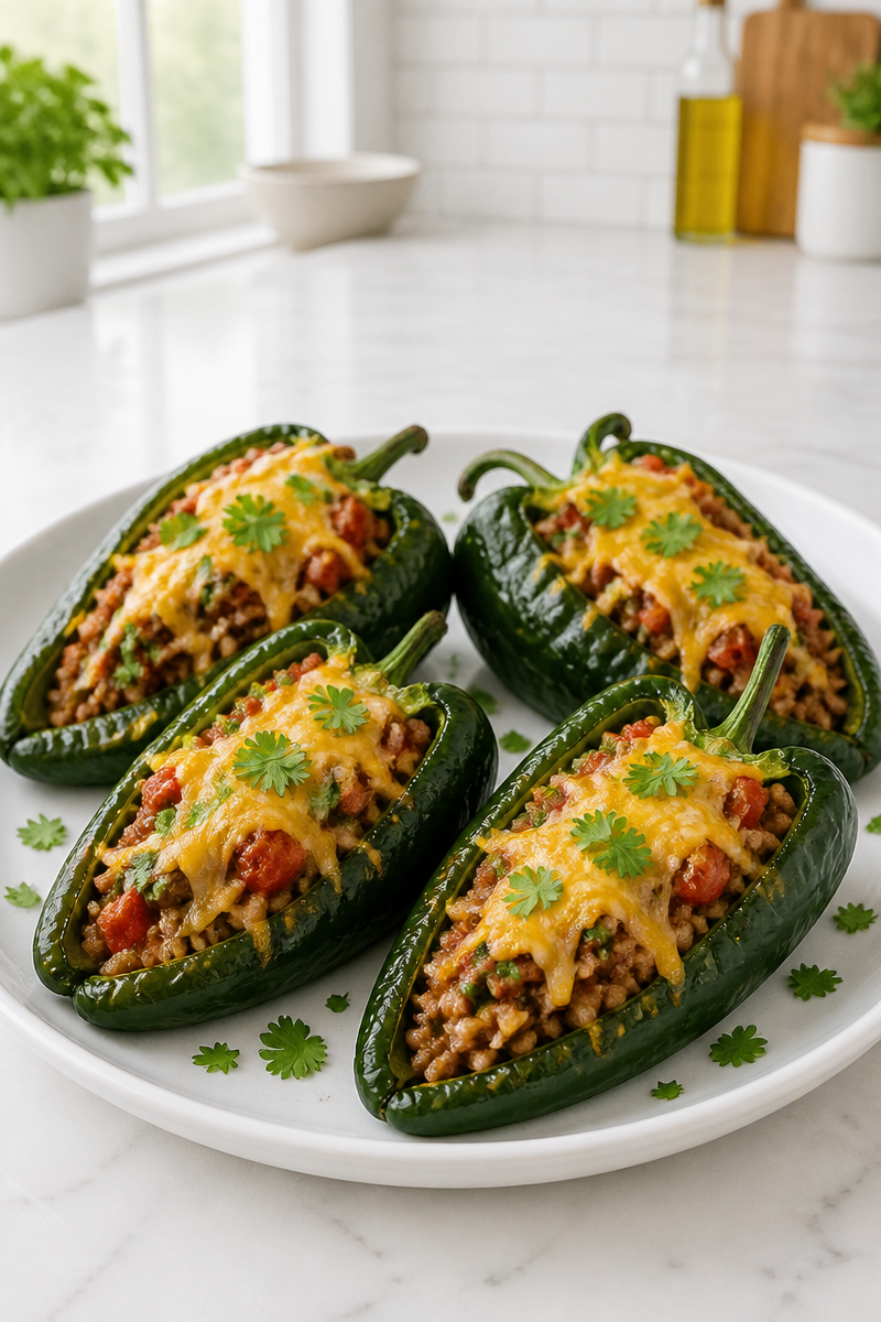 Ground Beef and Rice Stuffed Poblano Pepper Ground Beef and Rice Stuffed Poblano Pepper