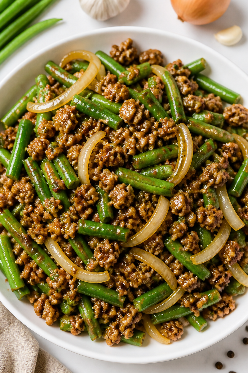 Ground Pork and Green Bean Dinner Stir Fry