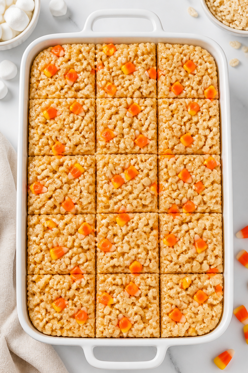 Halloween Candy Corn Rice Krispie Treat Halloween Candy Corn Rice Krispie Treat