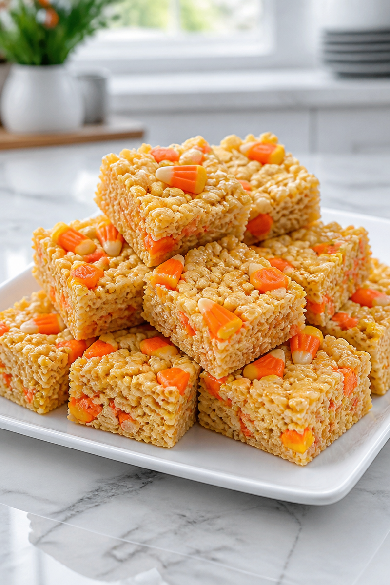 Halloween Candy Corn Rice Krispie Treat Halloween Candy Corn Rice Krispie Treat