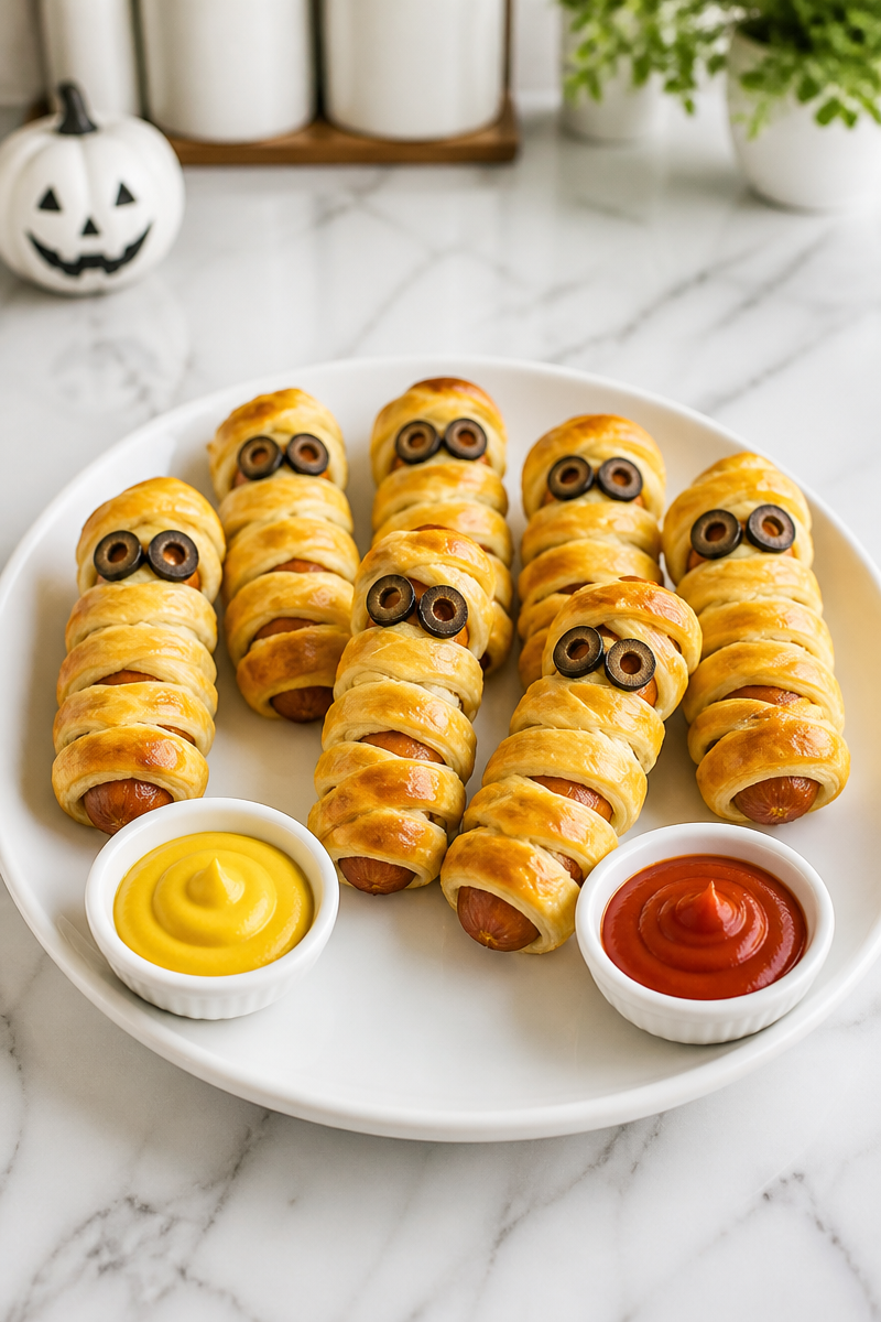 Halloween Mummy Sausage Roll Bite Halloween Mummy Sausage Roll Bite