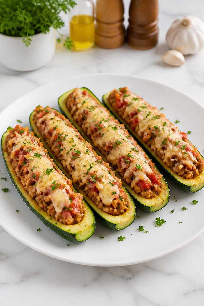 Healthy Baked Zucchini Boat Ground Turkey Recipe Healthy Baked Zucchini Boat Ground Turkey Recipe