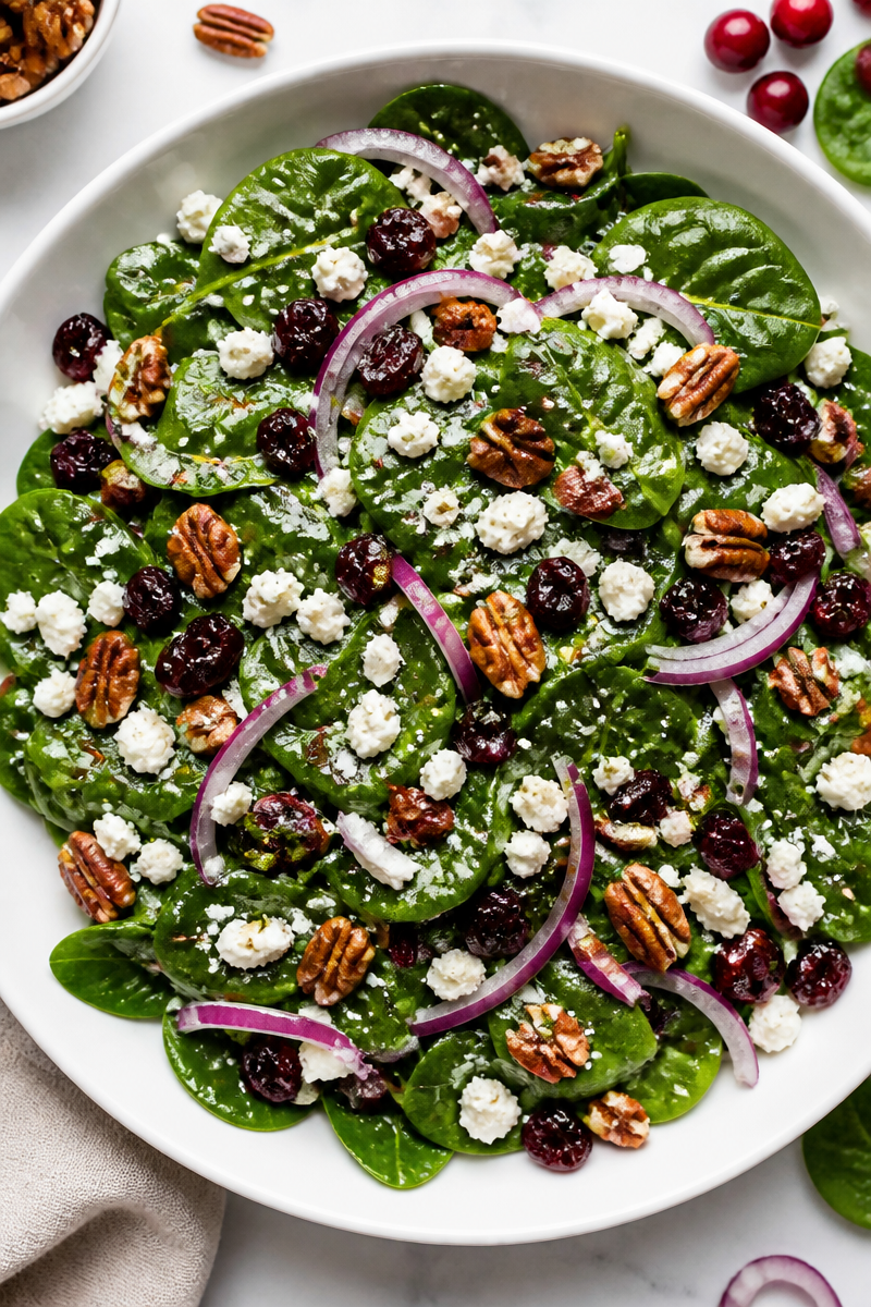 Healthy Fall Cranberry And Pecan Spinach Salad
