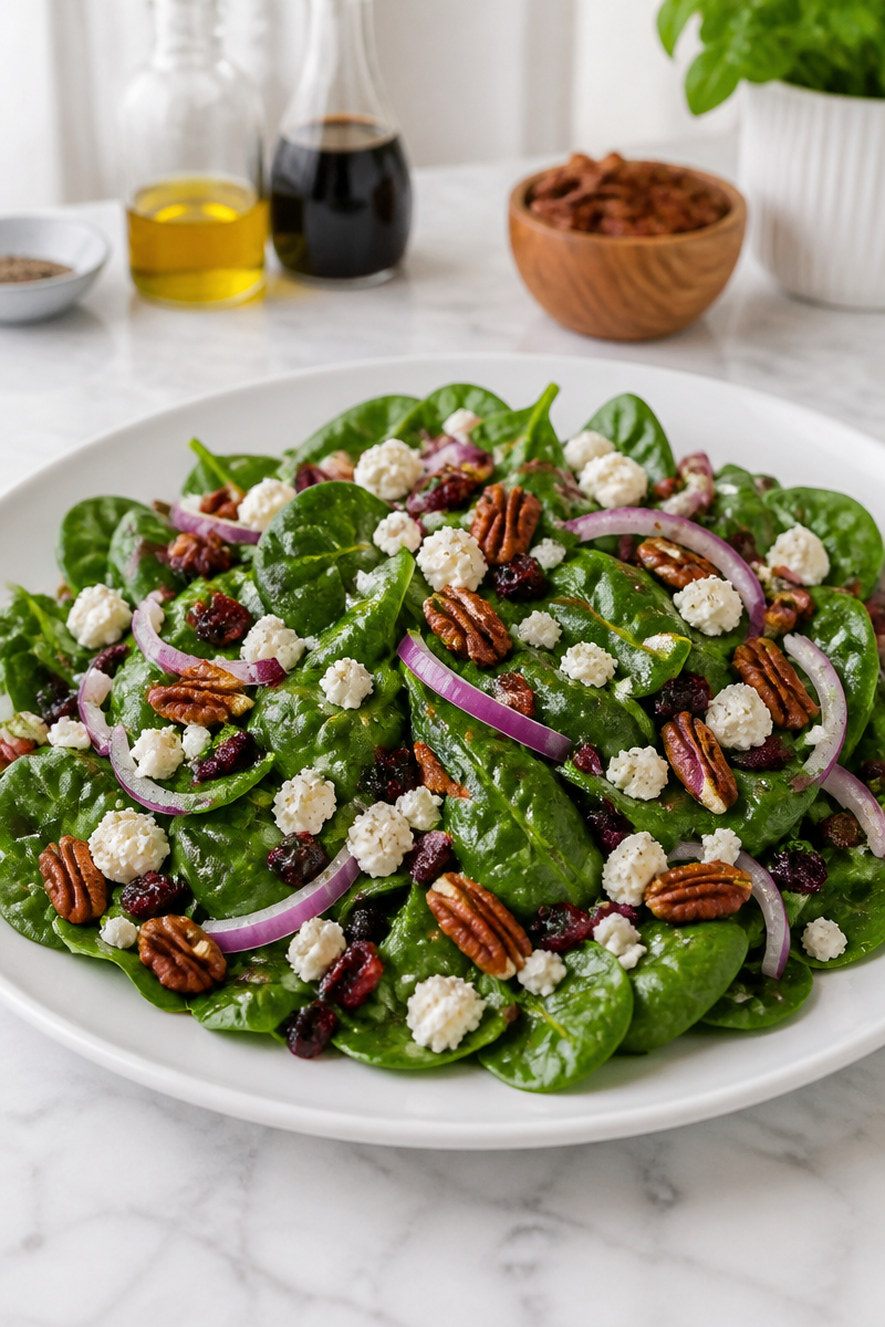 Healthy Fall Cranberry And Pecan Spinach Salad
