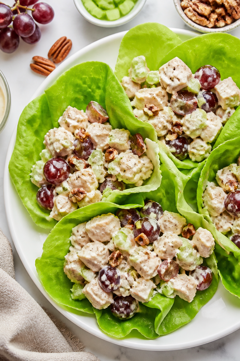Healthy Greek Yogurt Chicken Salad with Grapes and Pecans