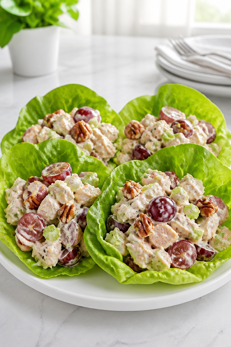 Healthy Greek Yogurt Chicken Salad with Grapes and Pecans