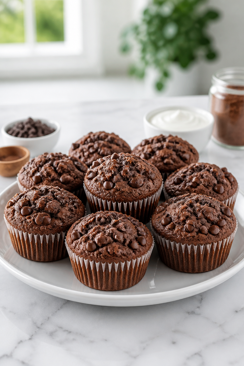 Healthy Greek Yogurt Double Chocolate Chip Muffin Healthy Greek Yogurt Double Chocolate Chip Muffin