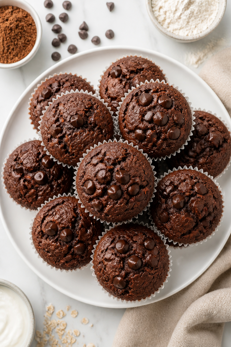 Healthy Greek Yogurt Double Chocolate Chip Muffin Healthy Greek Yogurt Double Chocolate Chip Muffin