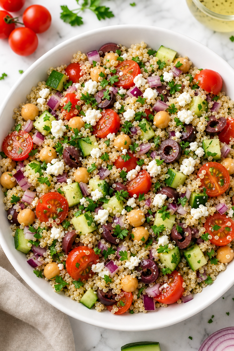 Healthy Mediterranean Quinoa Bowl