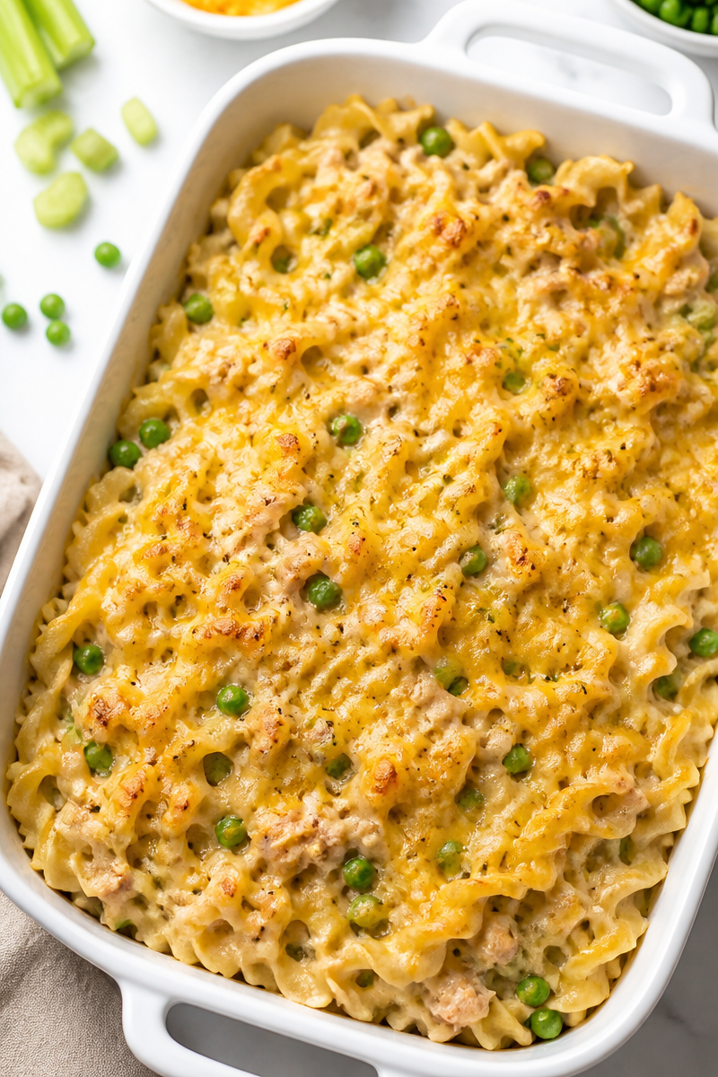 Healthy Tuna Noodle Casserole with Greek Yogurt