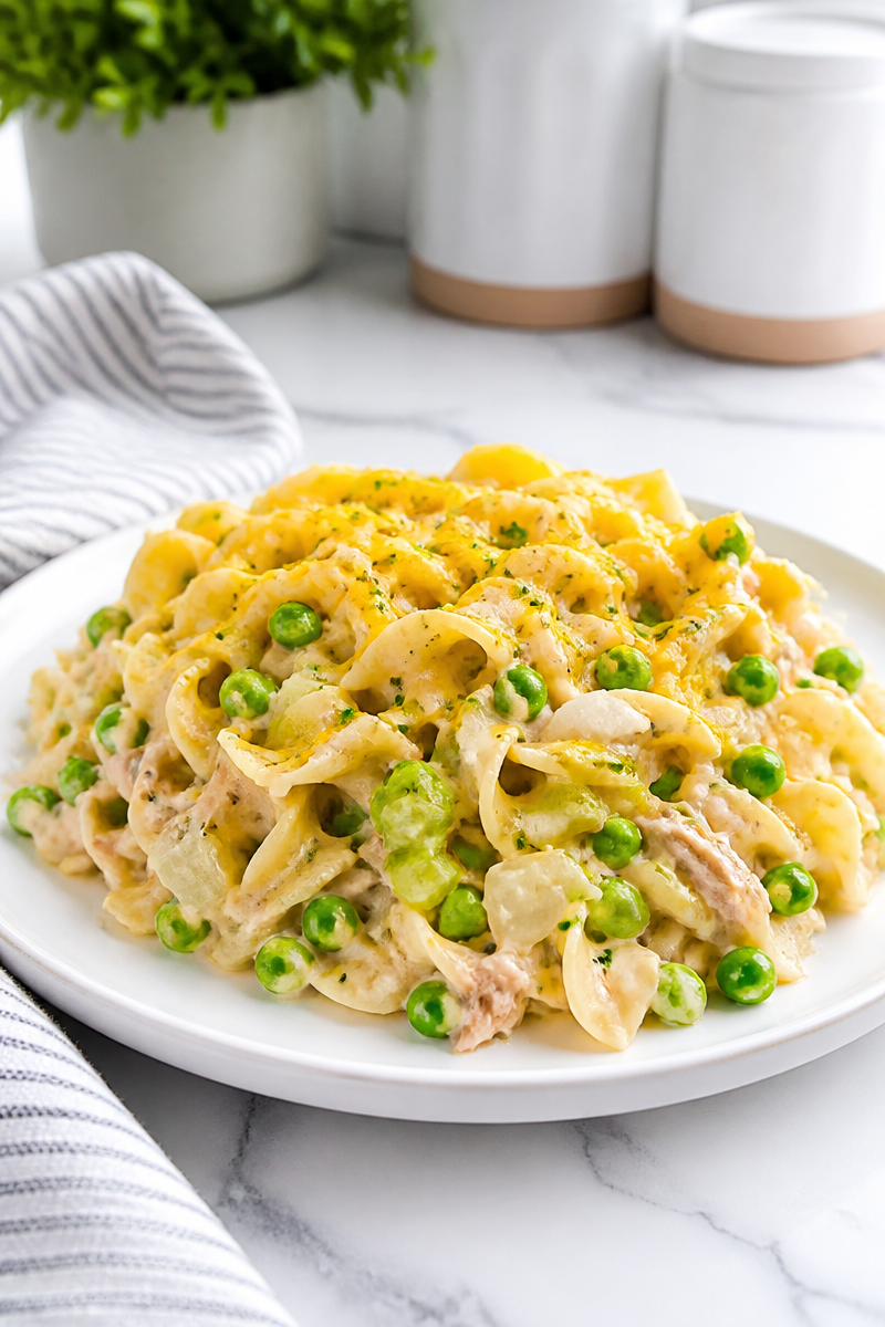 Healthy Tuna Noodle Casserole with Greek Yogurt