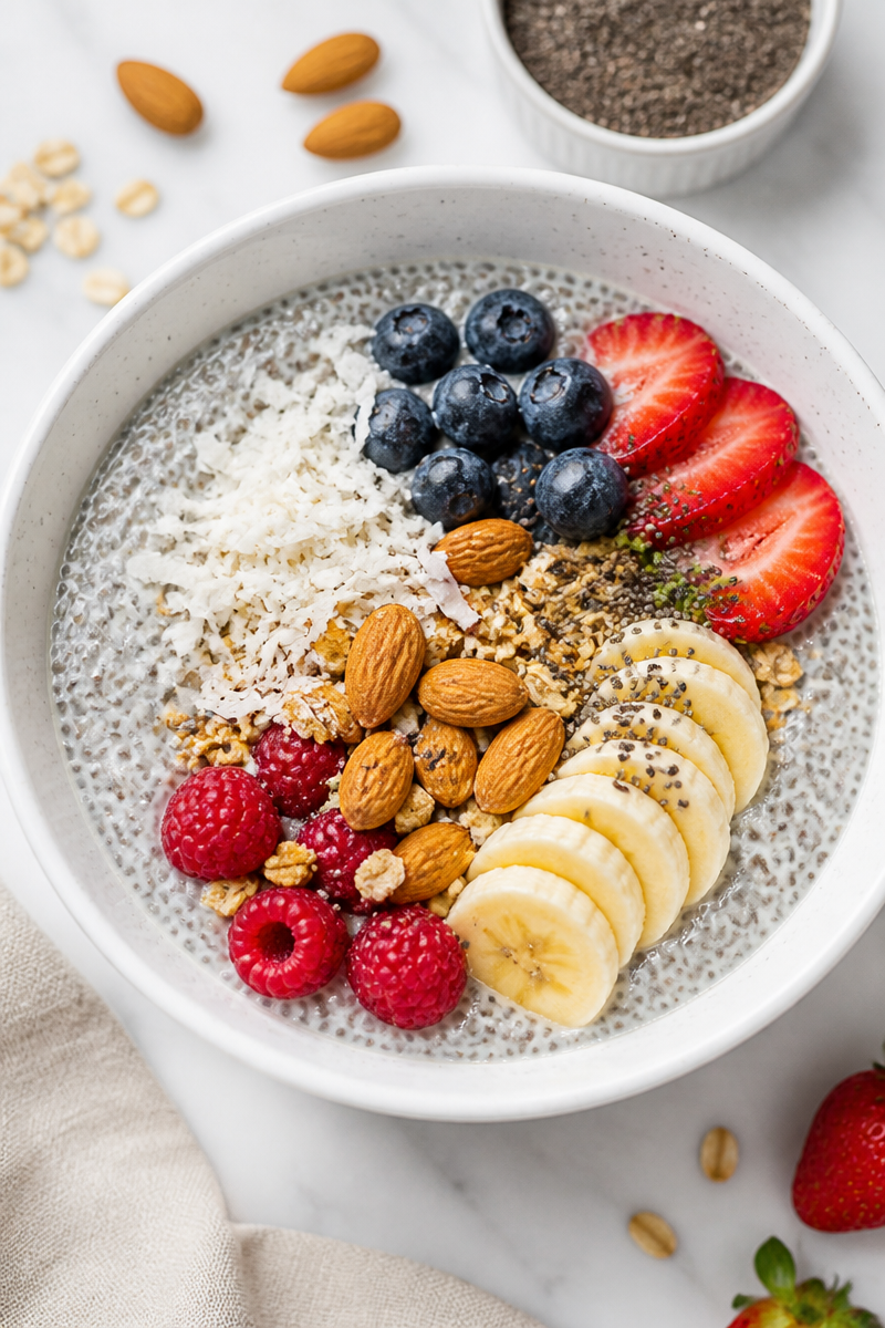Healthy Vanilla Chia Seed Pudding Bowl