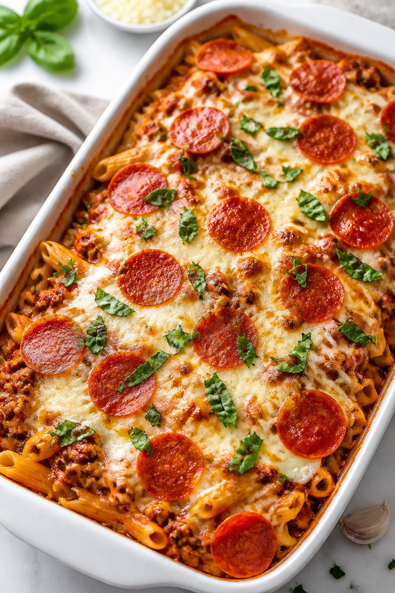 Hearty Meat Lovers Pizza Casserole with Mozzarella Hearty Meat Lovers Pizza Casserole with Mozzarella