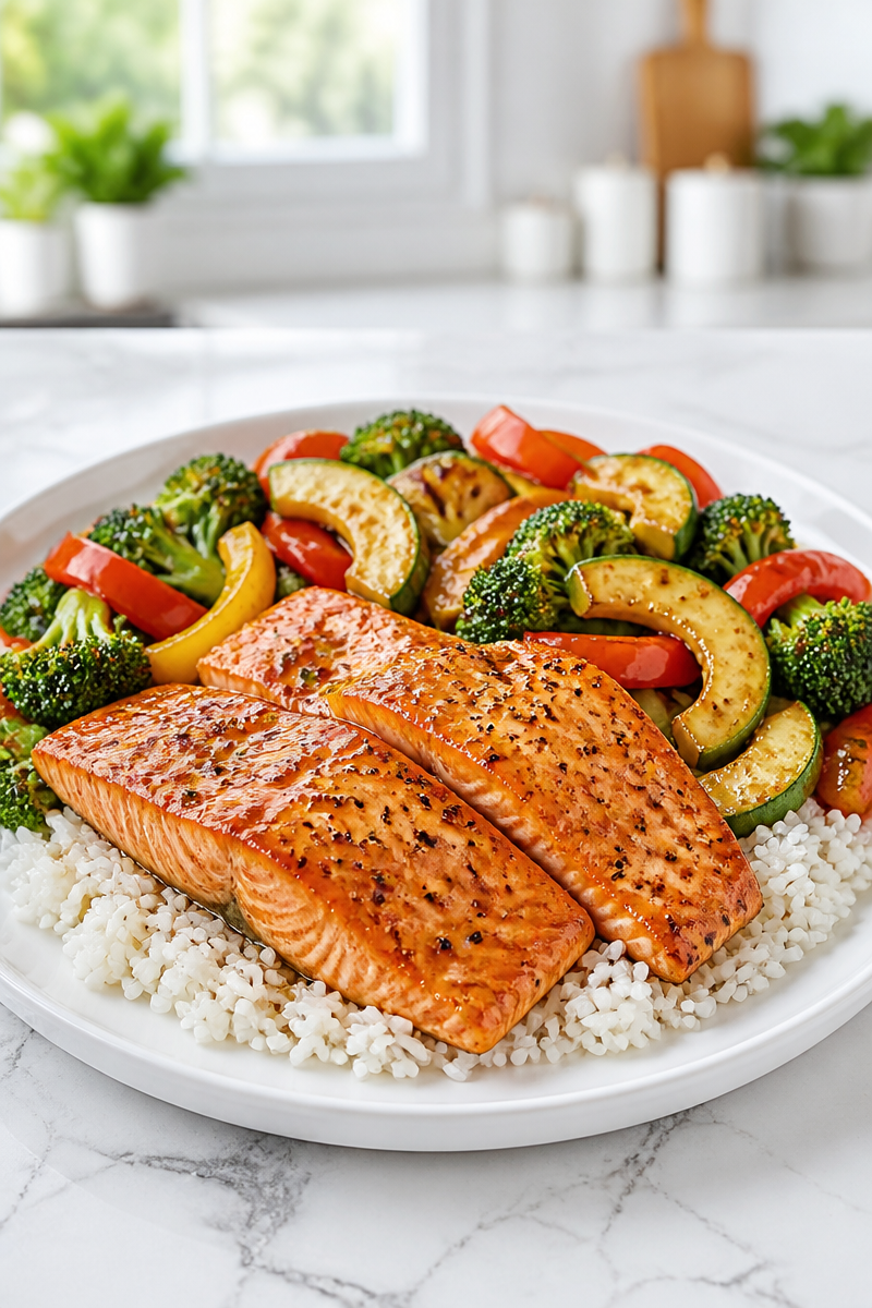 Hibachi Style Salmon and Veggie Skillet Hibachi Style Salmon and Veggie Skillet