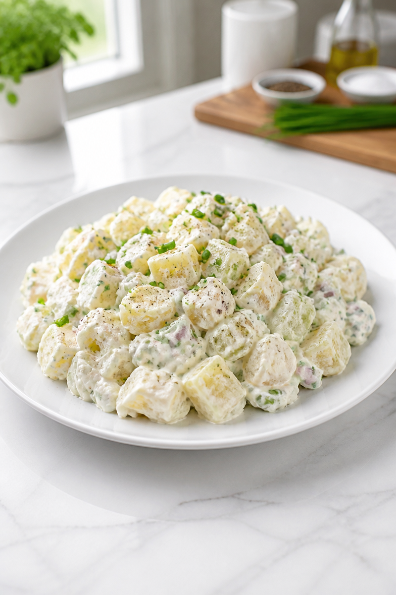 High Protein Potato Salad with Greek Yogurt and Chives