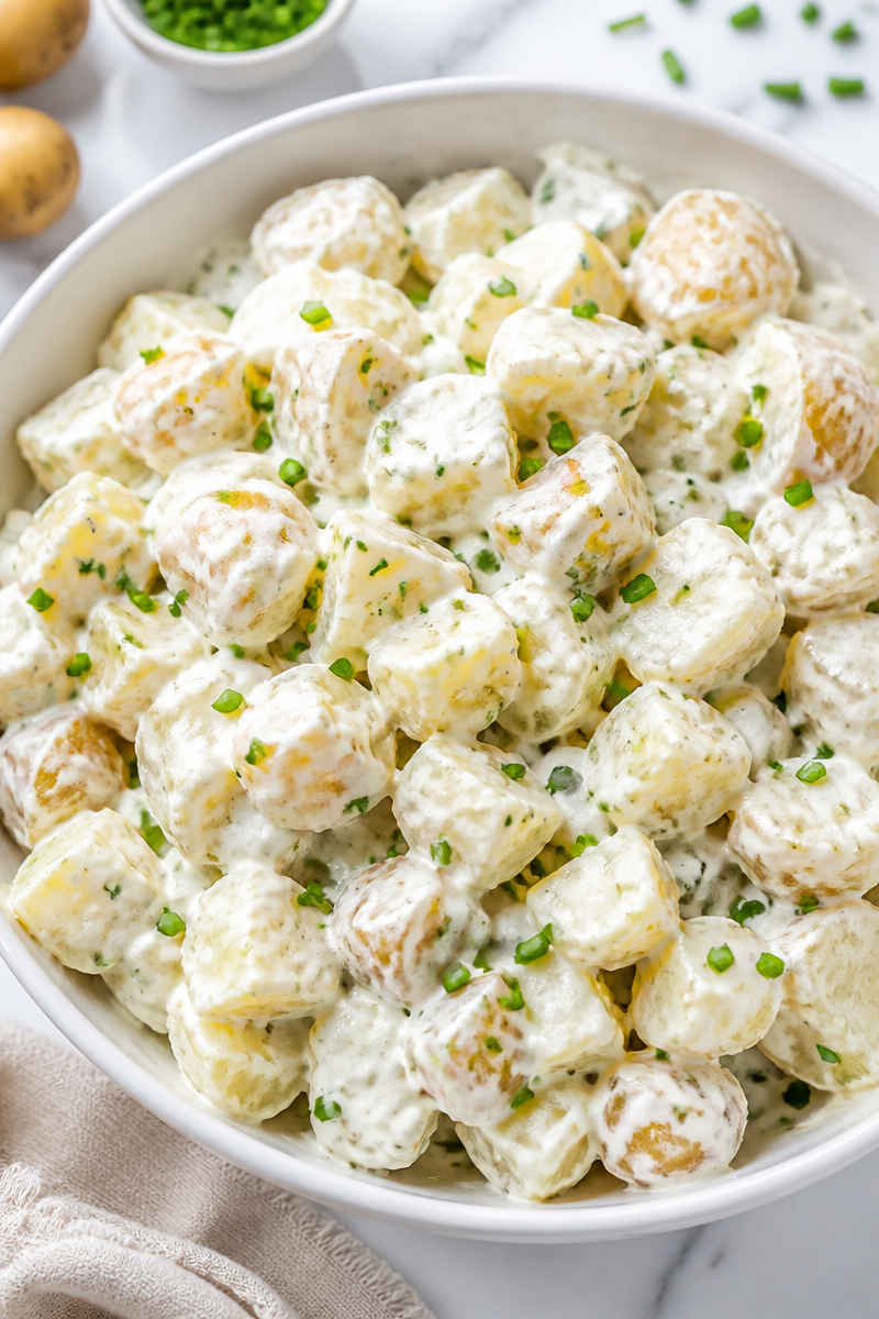 High Protein Potato Salad with Greek Yogurt and Chives