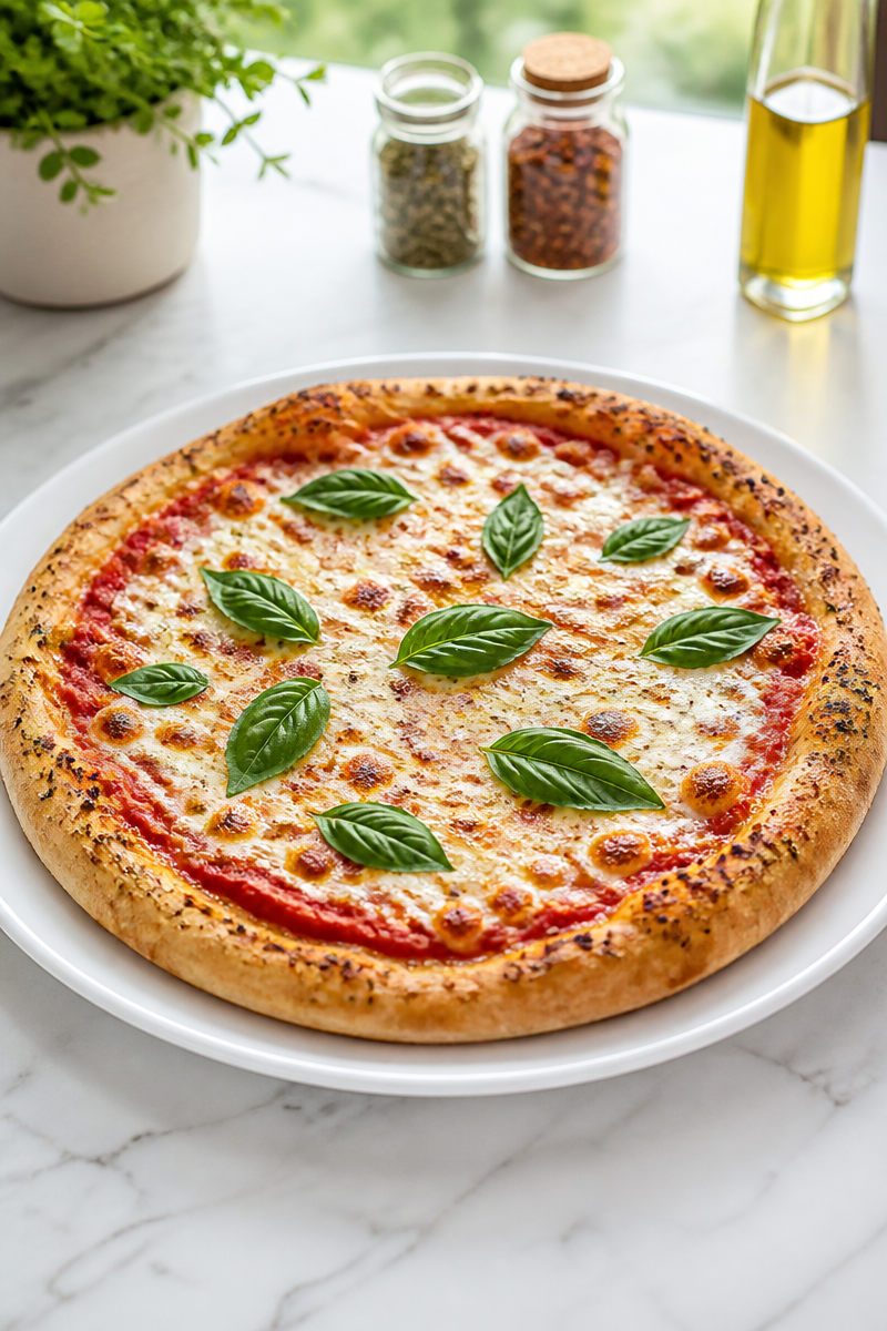 Homemade Cheesy Garlic Crust Margherita Pizza