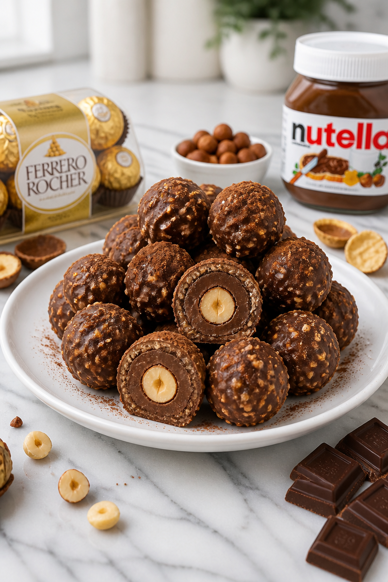 Homemade Crunchy Hazelnut Nutella Ferrero Rocher