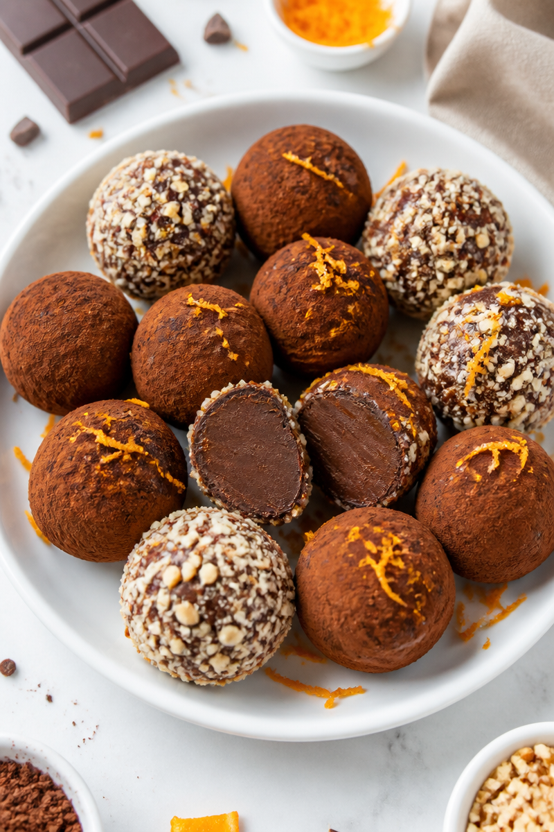 Homemade Dark Chocolate Orange Truffles with Zest