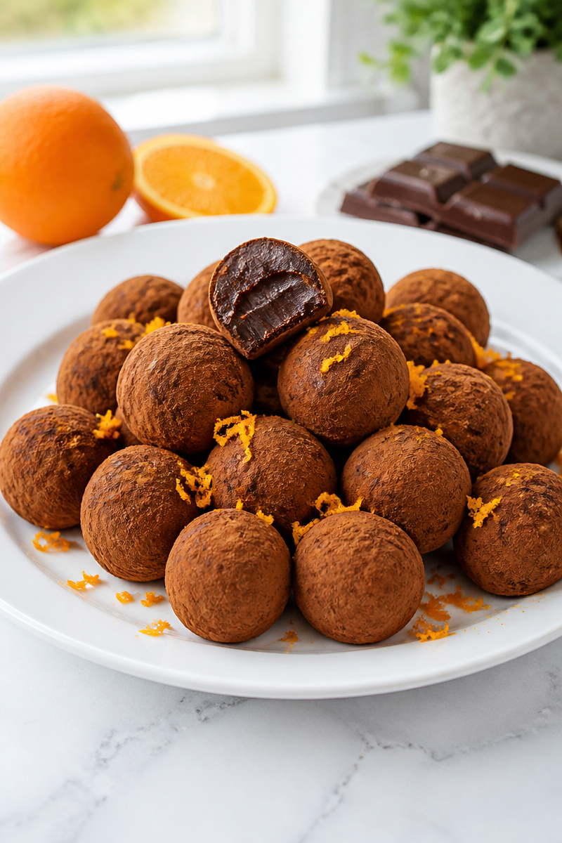 Homemade Dark Chocolate Orange Truffles with Zest