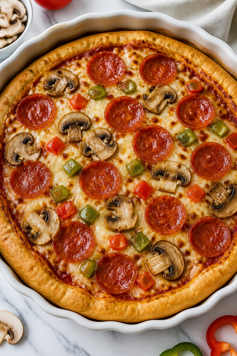 Homemade Deep Dish Chicago Style Skillet Pizza