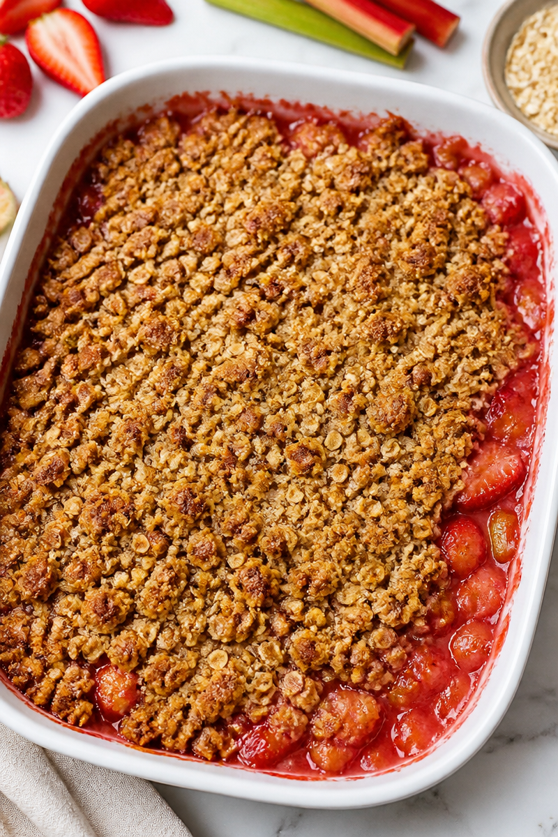 Homemade Rhubarb and Strawberry Crisp